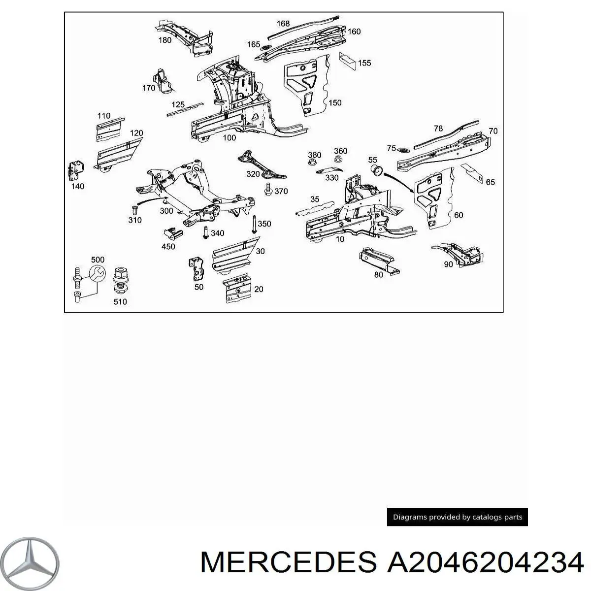 Лонжерон рами передній правий Mercedes A2046204234 ціна, від 208.88 USD