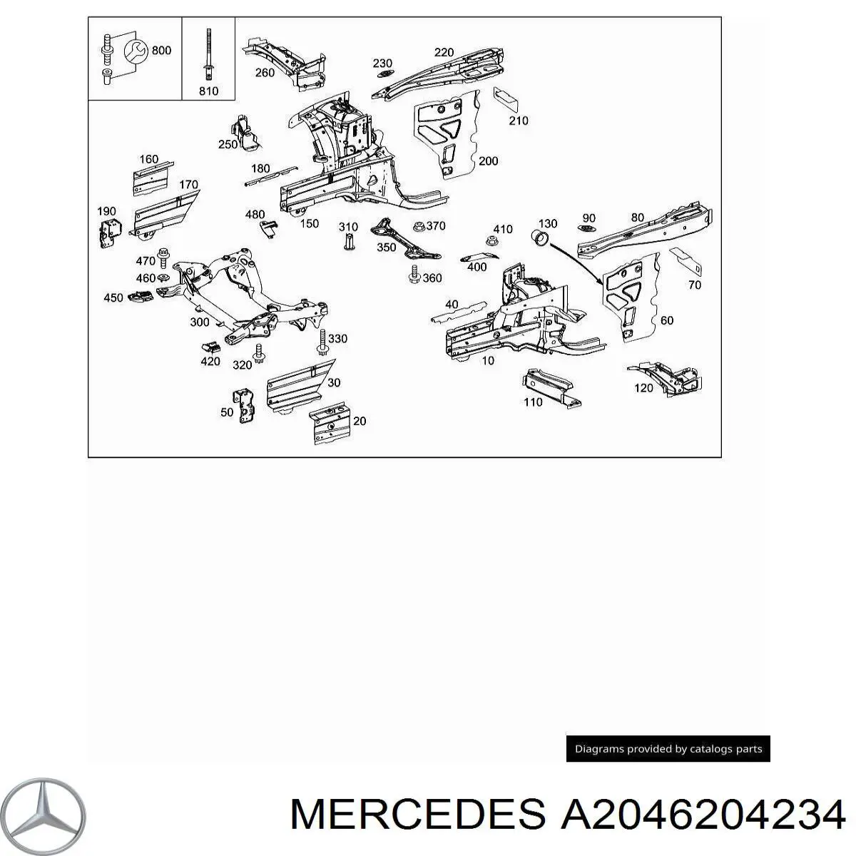 A2046204234 Mercedes Лонжерон рами передній правий