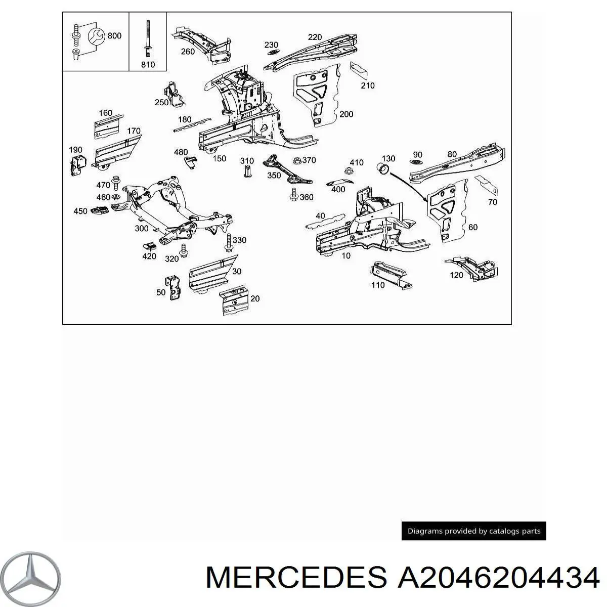 Лонжерон рами передній правий на Mercedes C (W204)