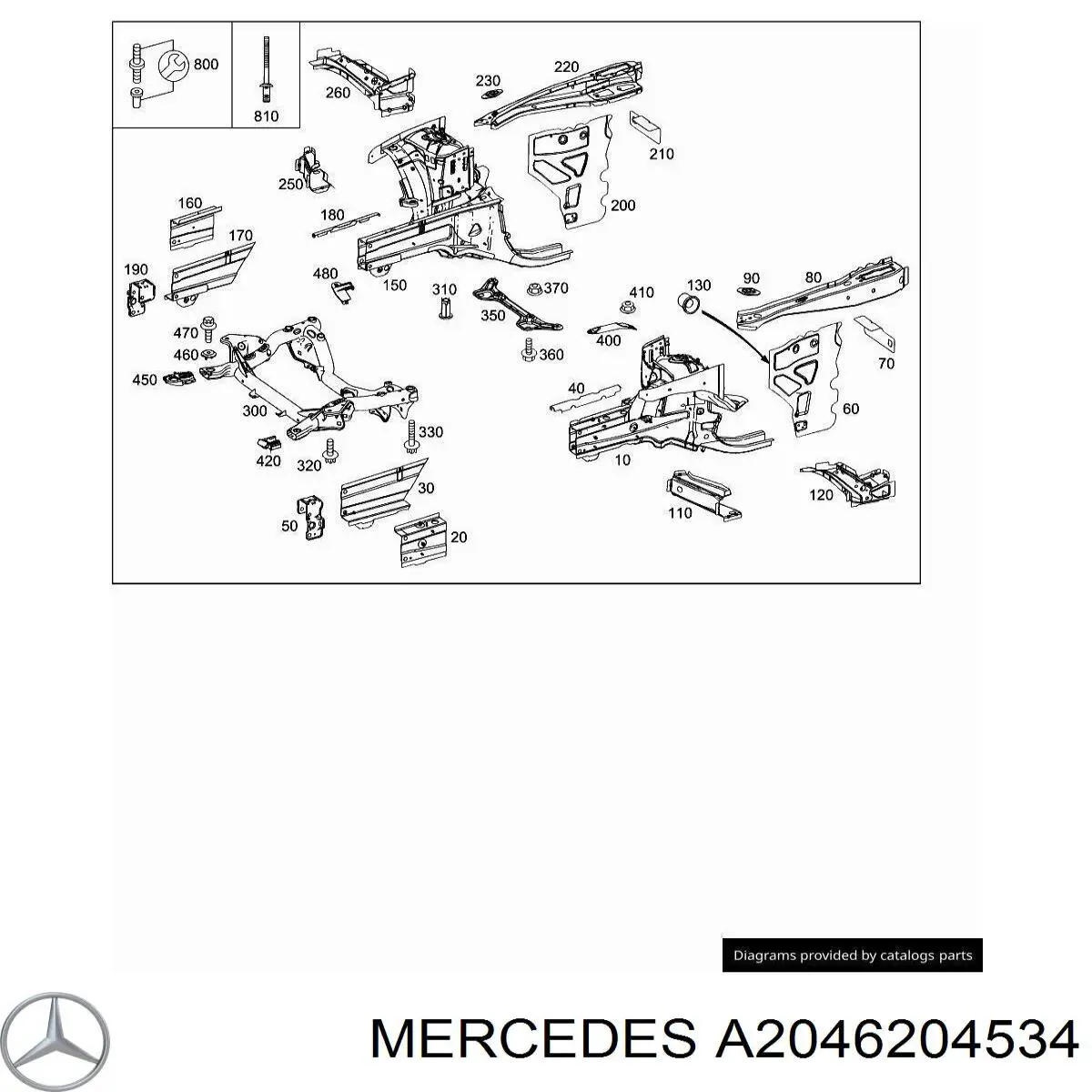 A2046204534 Mercedes лонжерон рами передній лівий