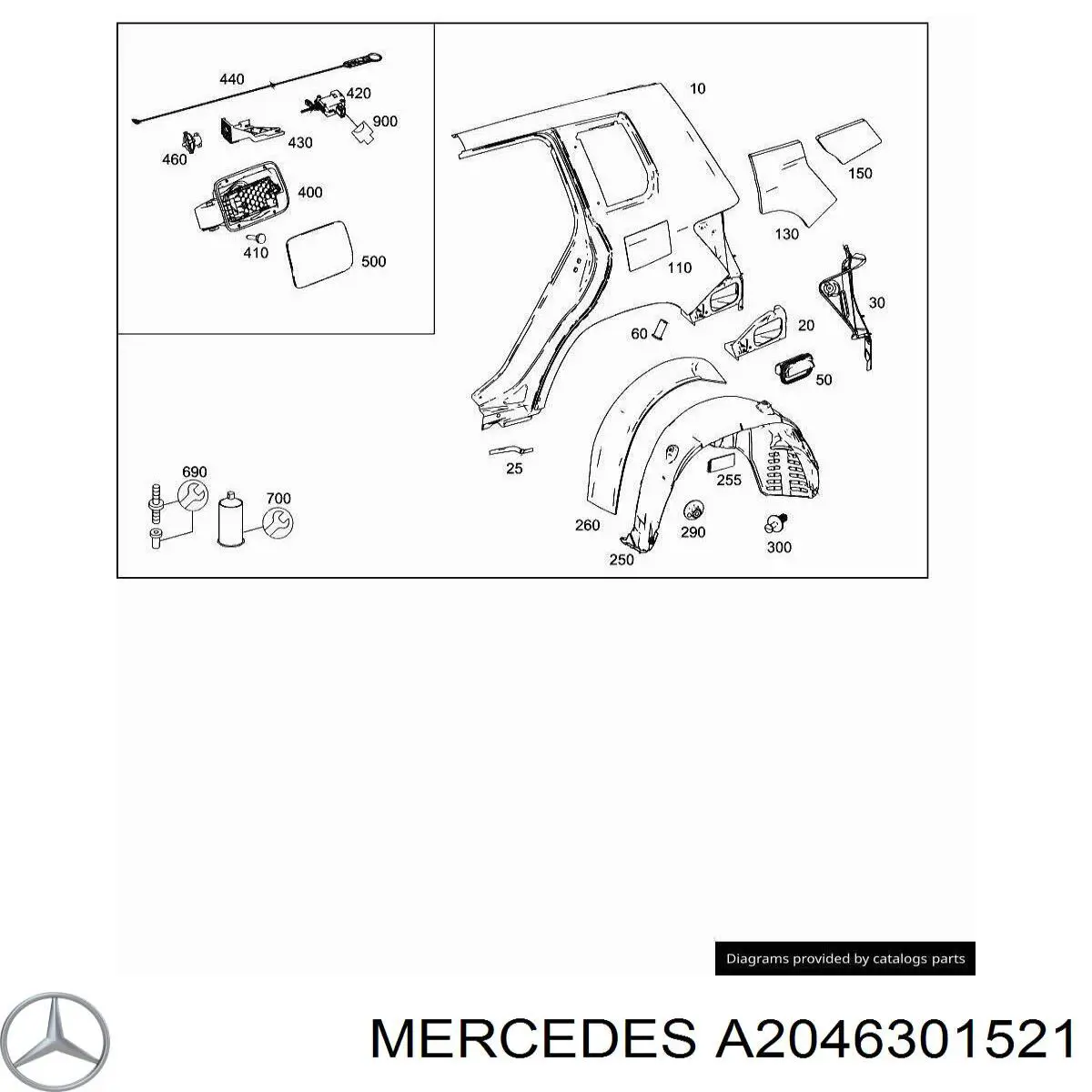 A2046301521 Mercedes Крило заднє