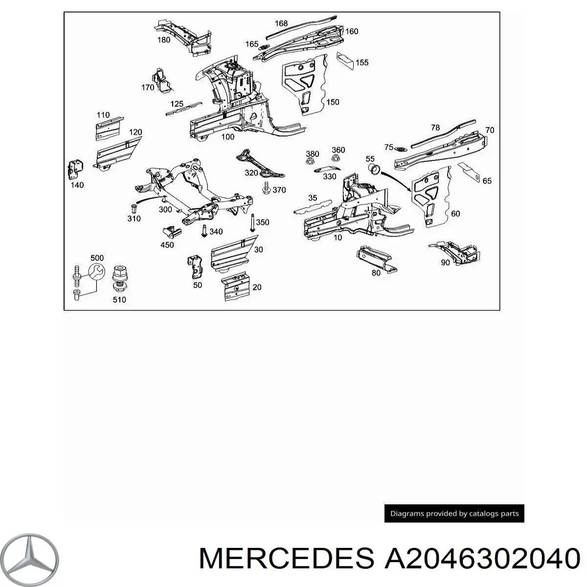 A2046302040 Mercedes Підсилювач переднього правого крила