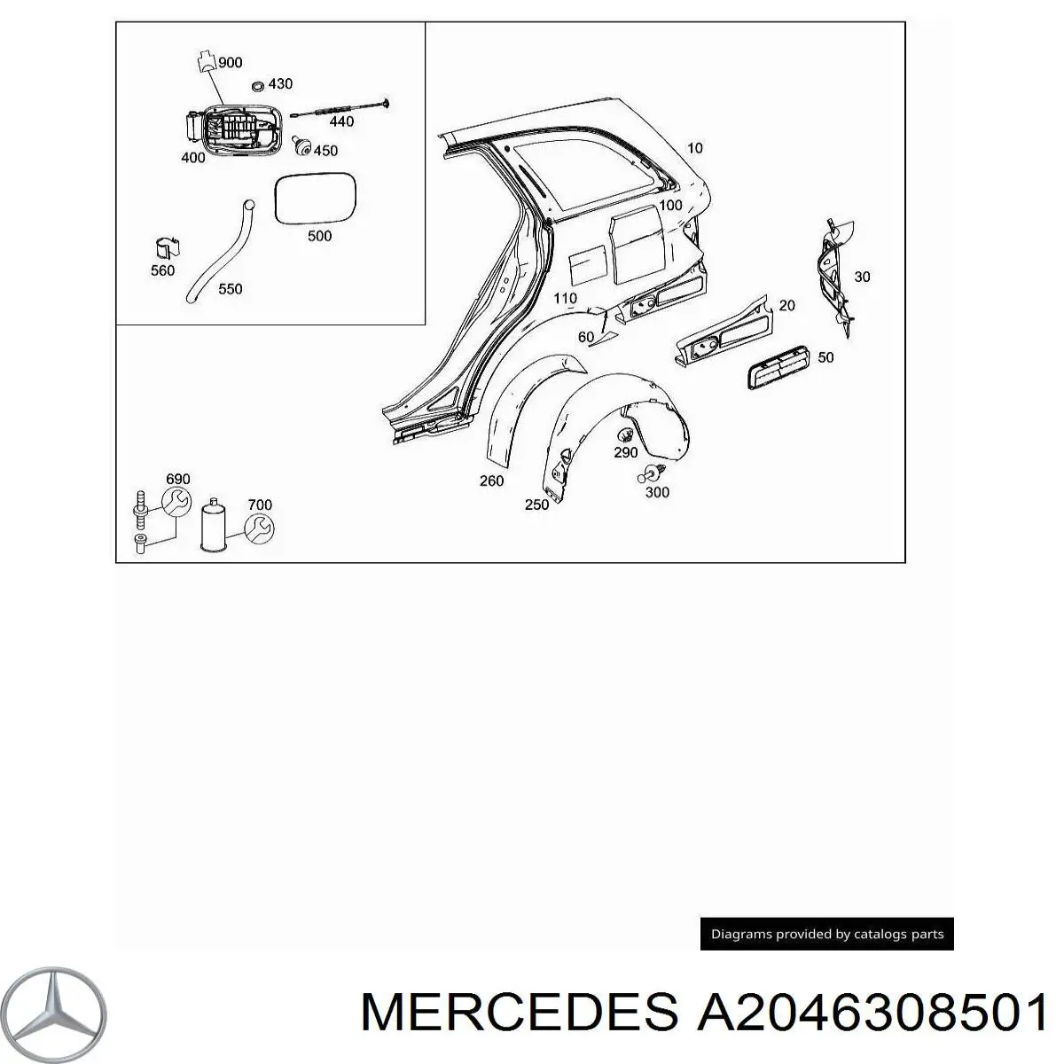 A2046308501 Mercedes Бічна частина задня ліва