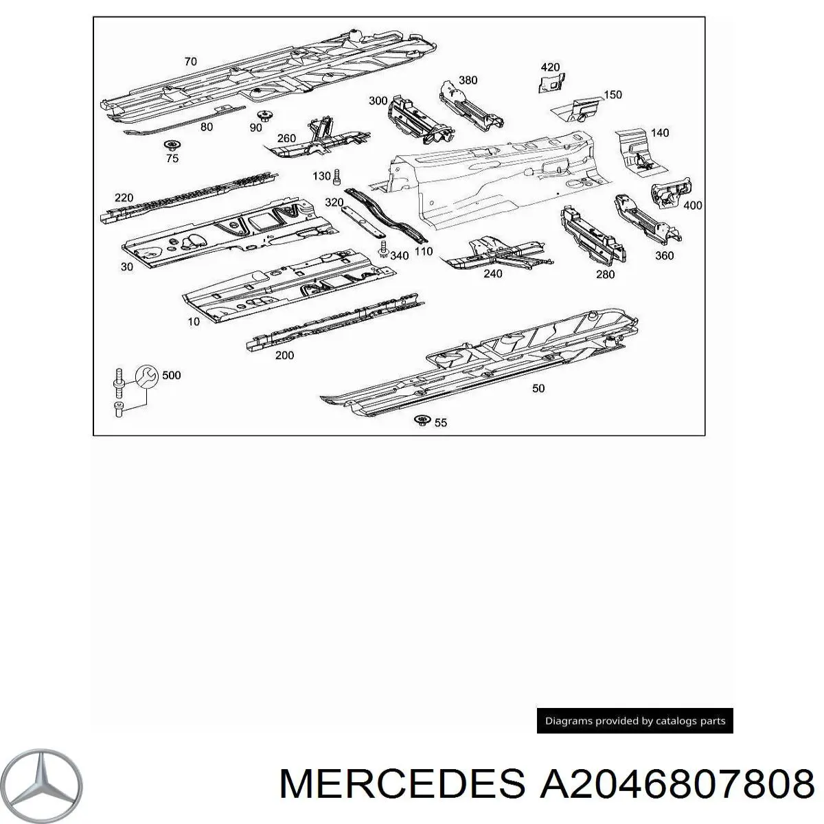Захист днища, лівий Mercedes A2046807808 ціна, від 25.34 USD