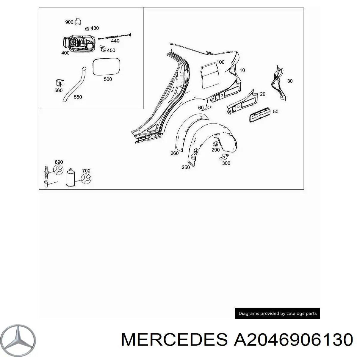 Підкрилок заднього крила, лівий Mercedes A2046906130 ціна, від 35.20 USD