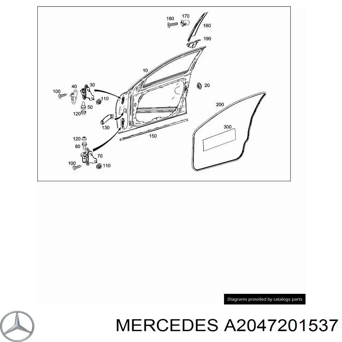 Петля передніх дверей, лівої A2047201537 Mercedes