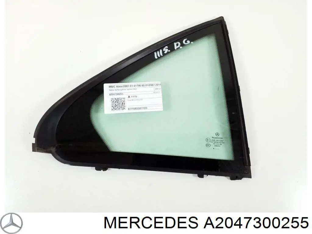 Скло-кватирка двері, задній, правій A2047300255 Mercedes