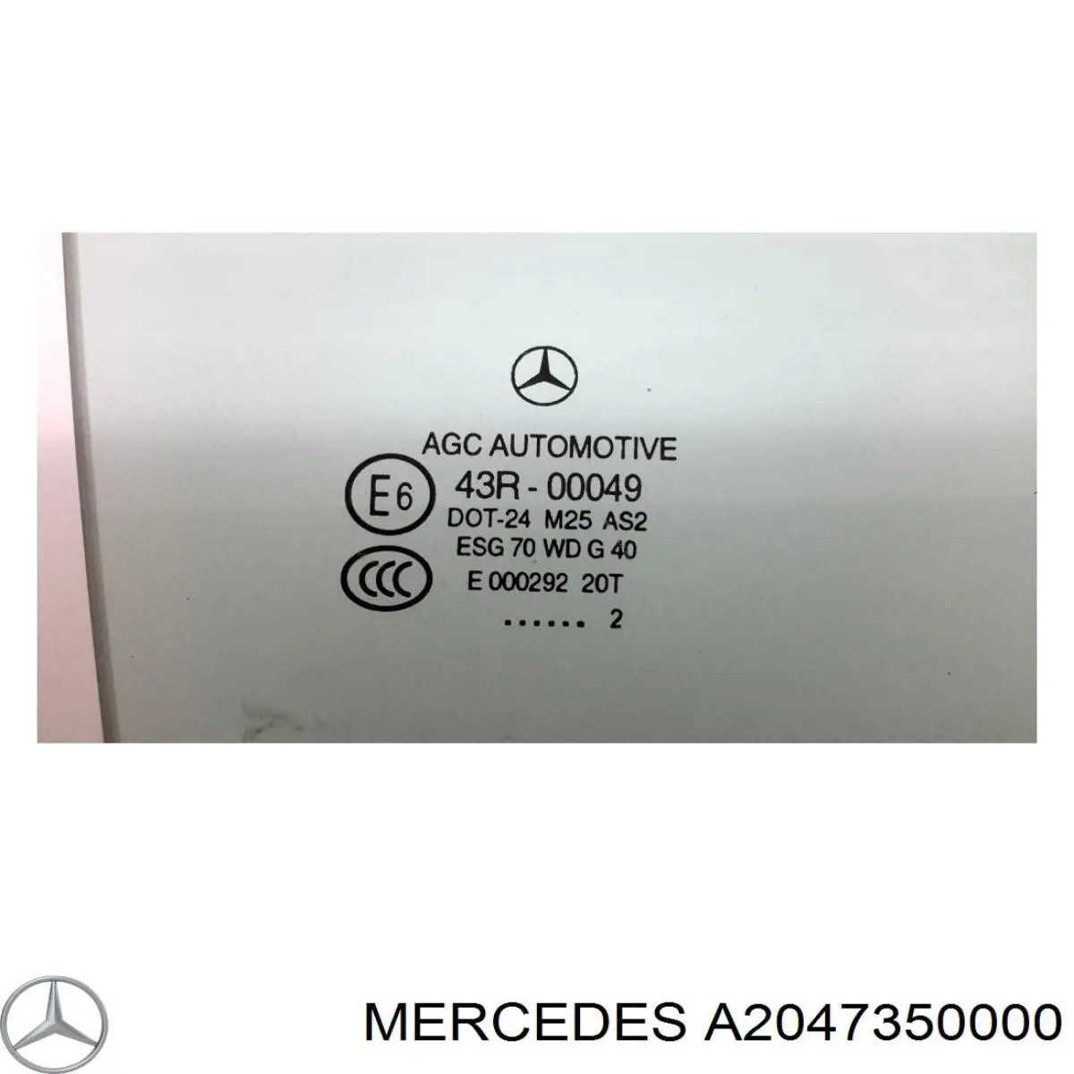2047350210 Mercedes скло задньої двері правої