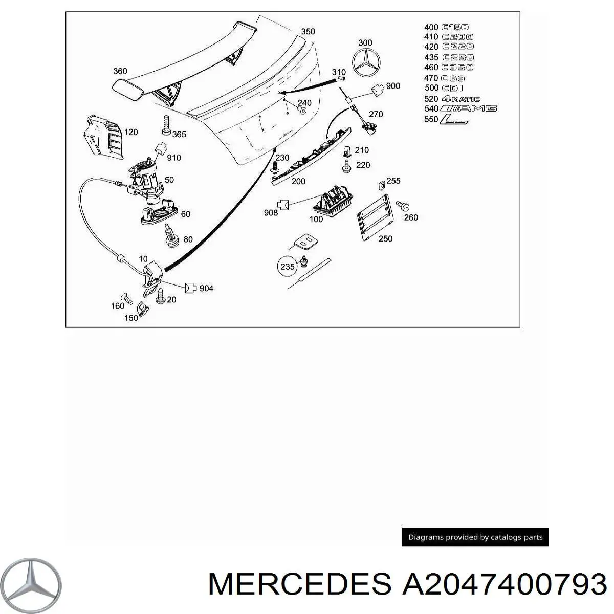 Накладка двері багажника Mercedes A2047400793 ціна, від 27.21 USD