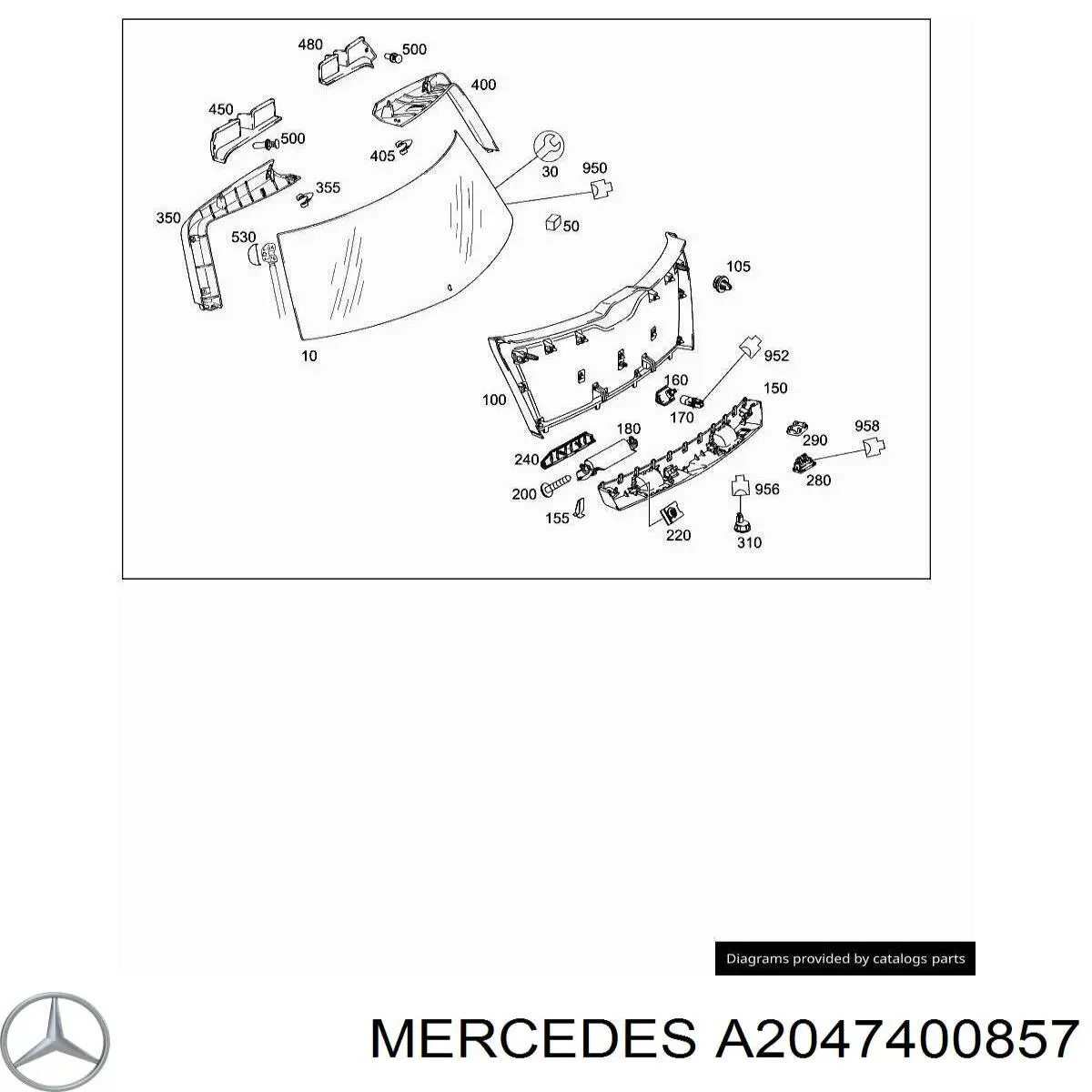 A2047400857 Mercedes Скло кришки багажника