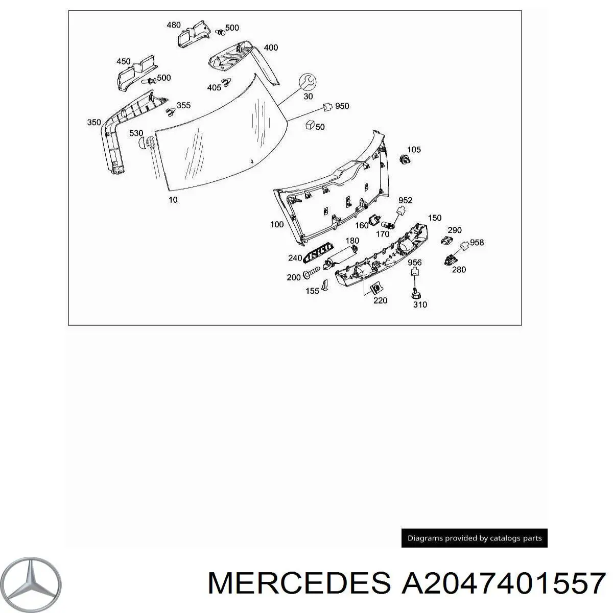 A2047401557 Mercedes Скло третіх/п'ятих дверей