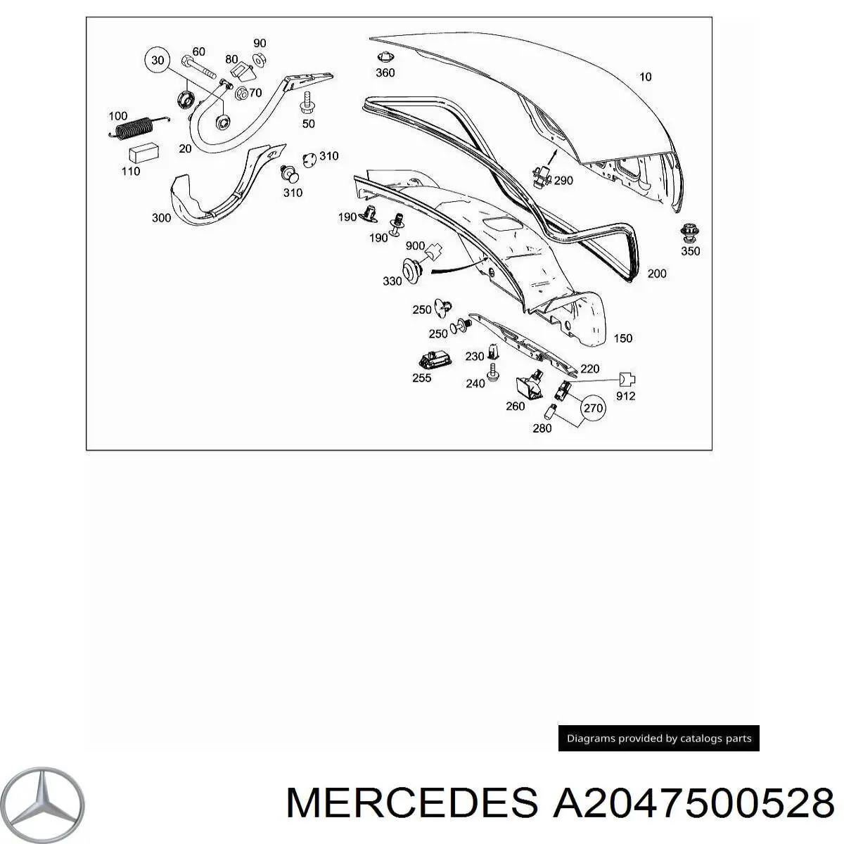 Завіса кришки багажника Mercedes A2047500528 ціна, від 8.87 USD