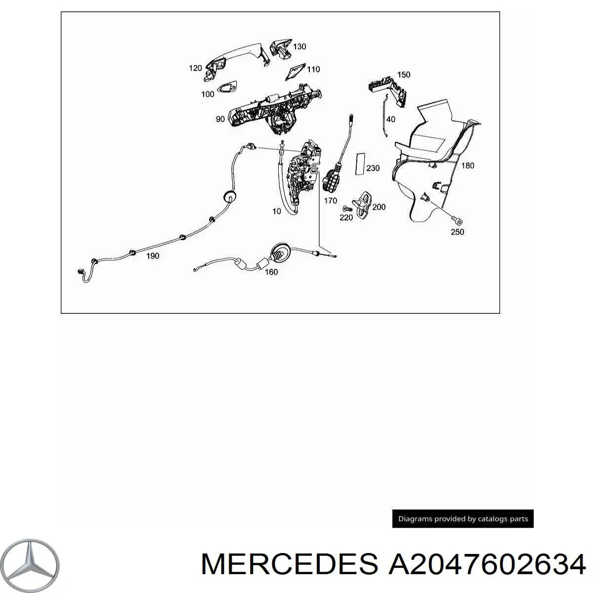 Тримач зовнішньої ручки дверей, передньої правої Mercedes A2047602634 ціна, від 12.70 USD