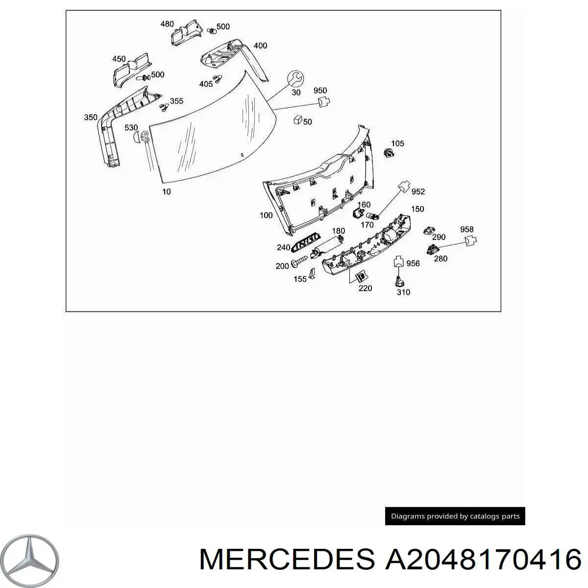 A2048170416 Mercedes Емблема кришки багажника, фірмовий значок