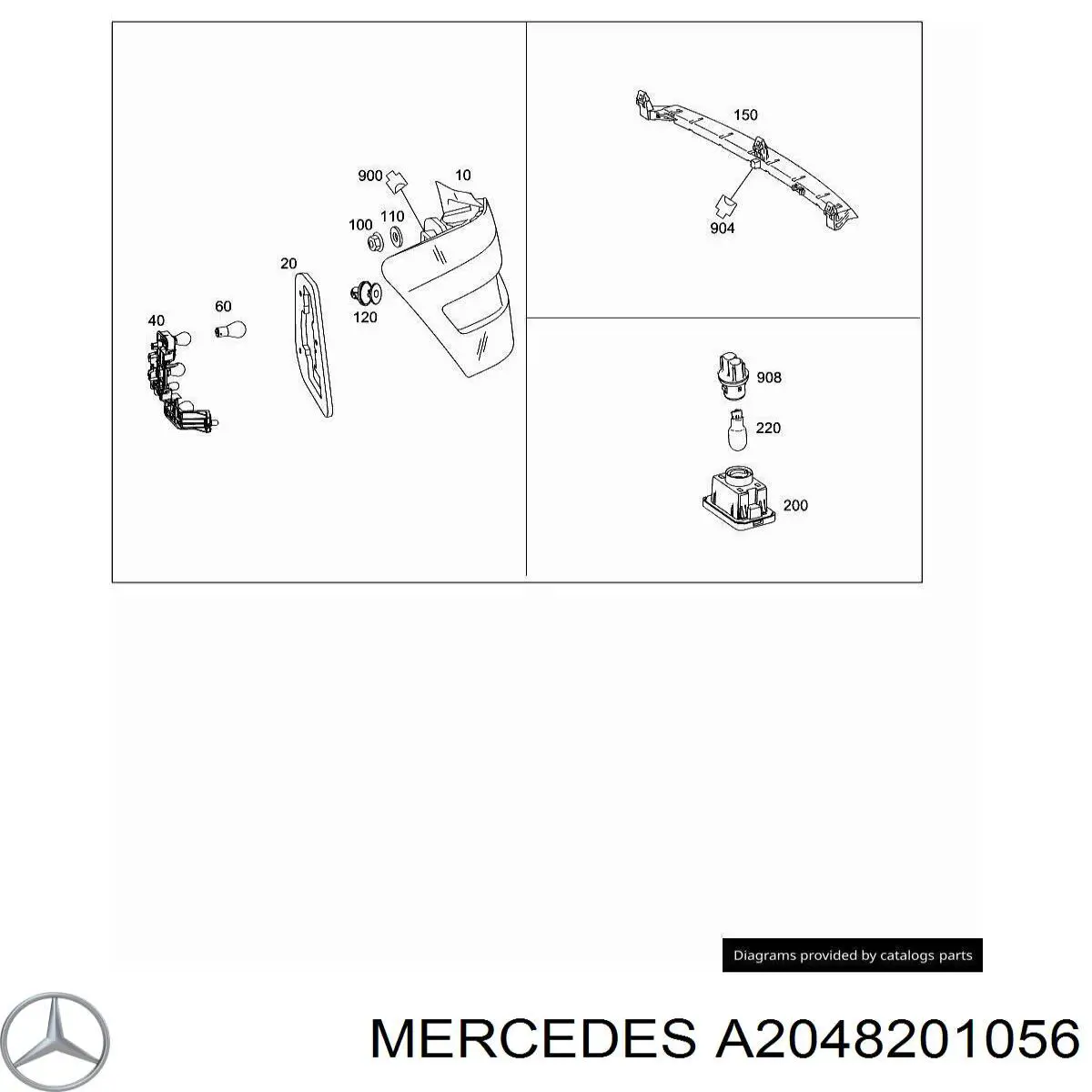 Ліхтар підсвічування заднього номерного знака Mercedes A2048201056 ціна, від 16.11 USD