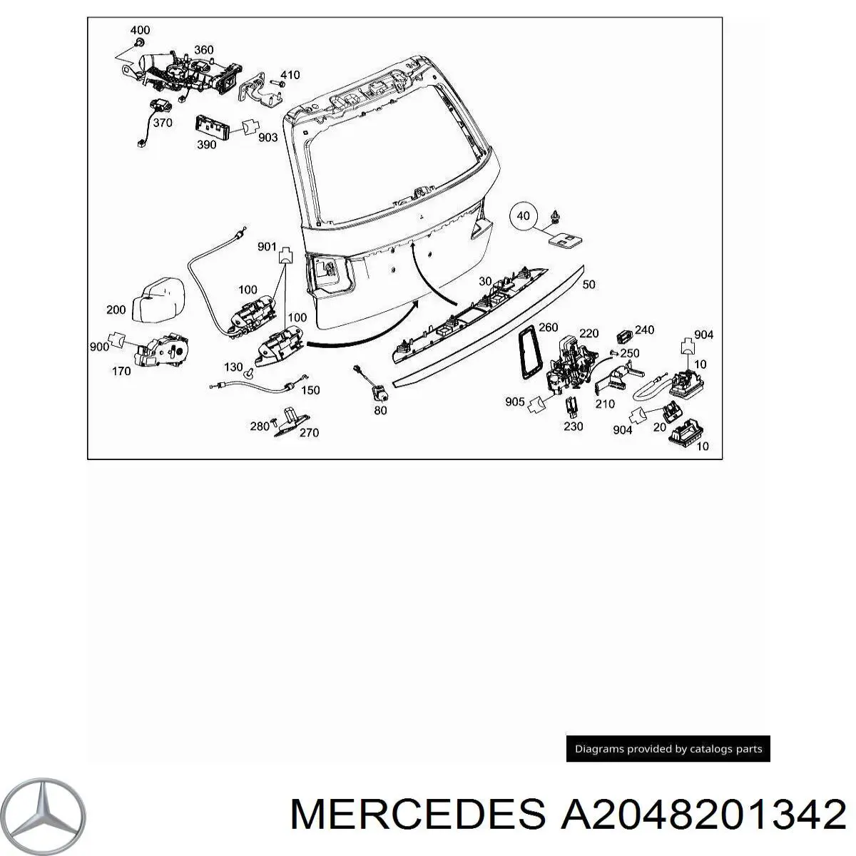 Купити A2048201342 Mercedes Мотор-привод відкриття/закриття кришки багажника