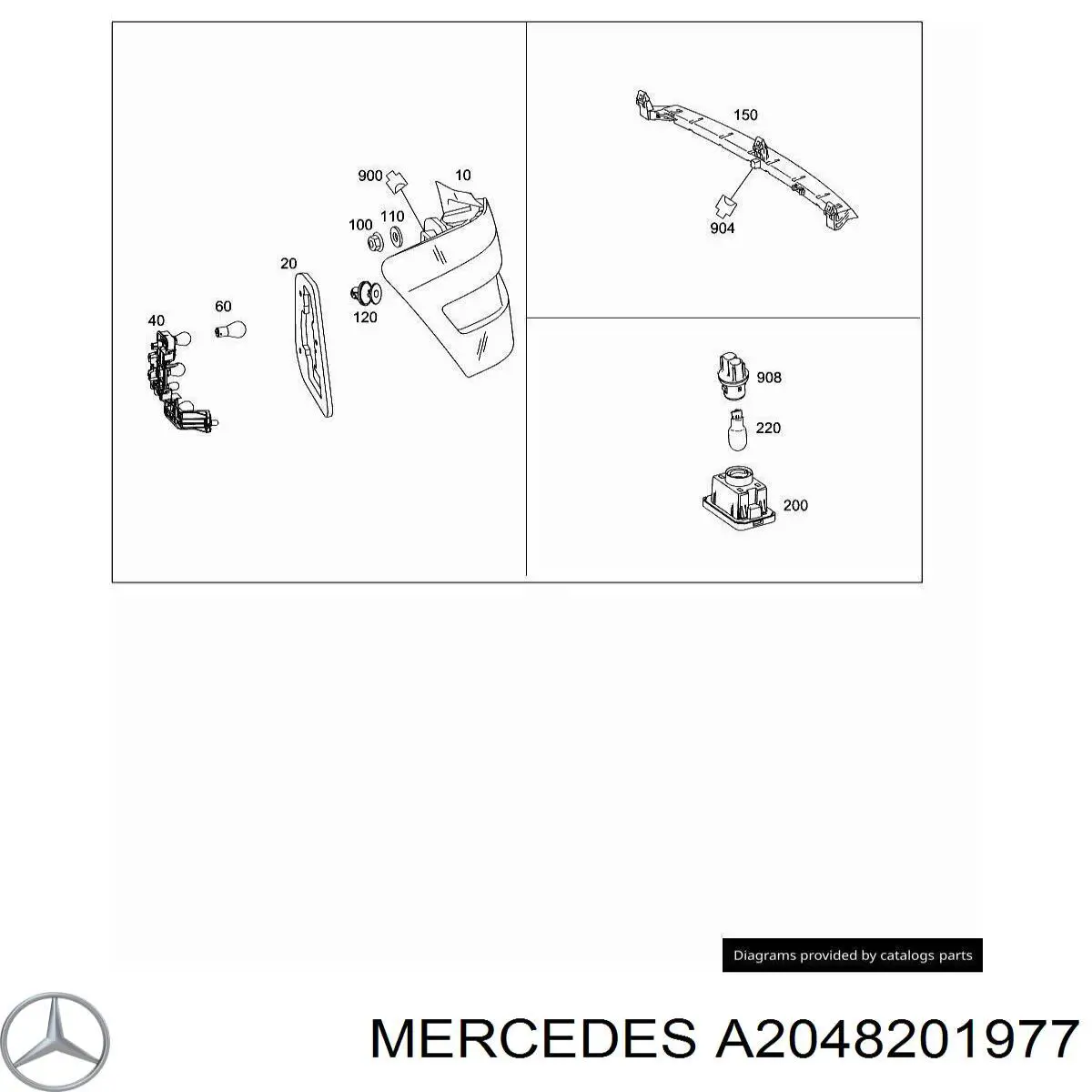 A2048201977 Mercedes Плата заднього ліхтаря, контактна