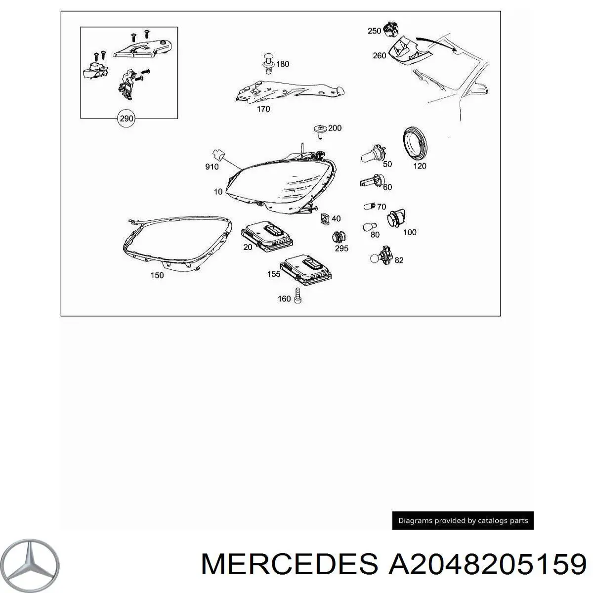 Фари Mercedes A2048205159 ціна, від 190.03 USD