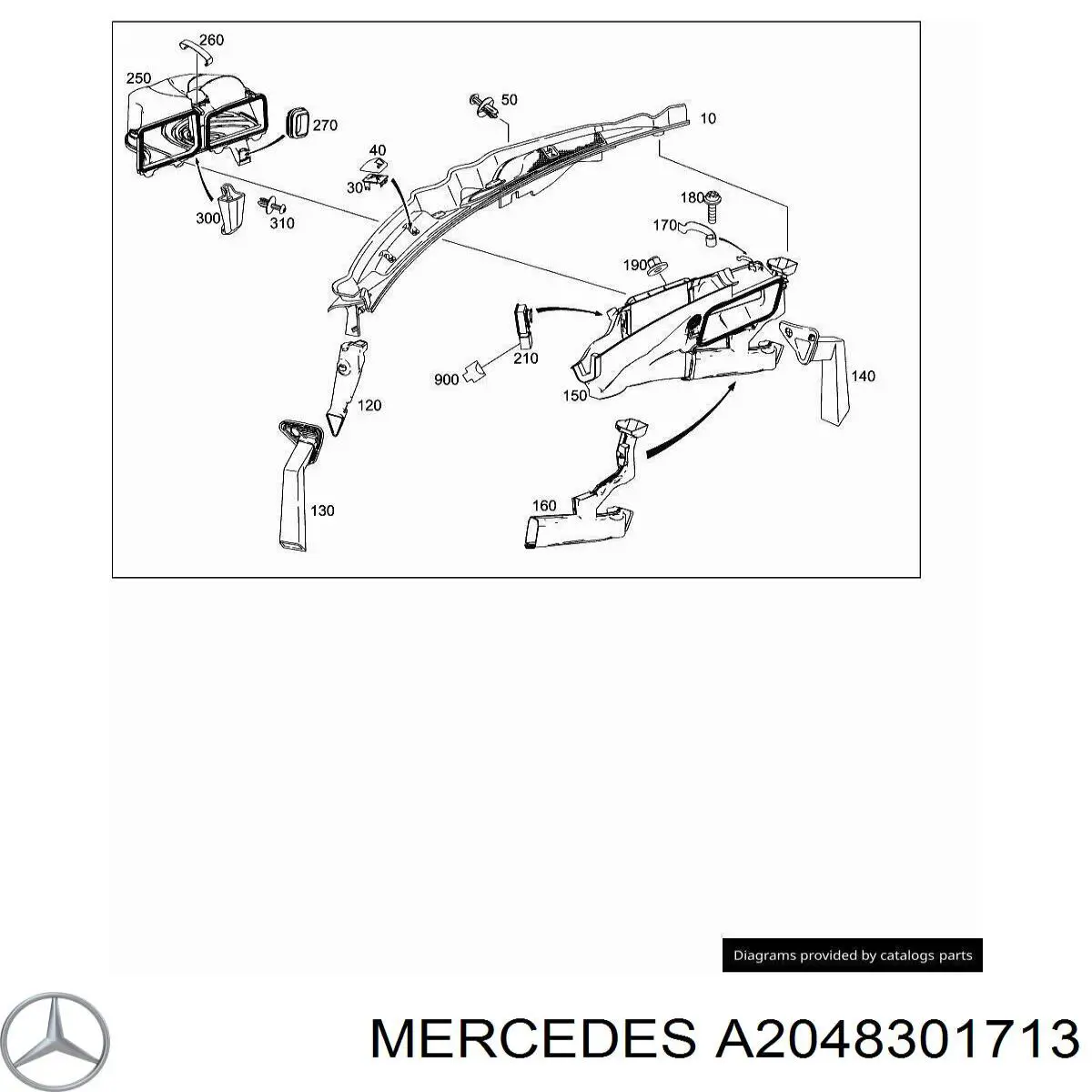 A2048302813 Mercedes Водостік лобового скла, жабо