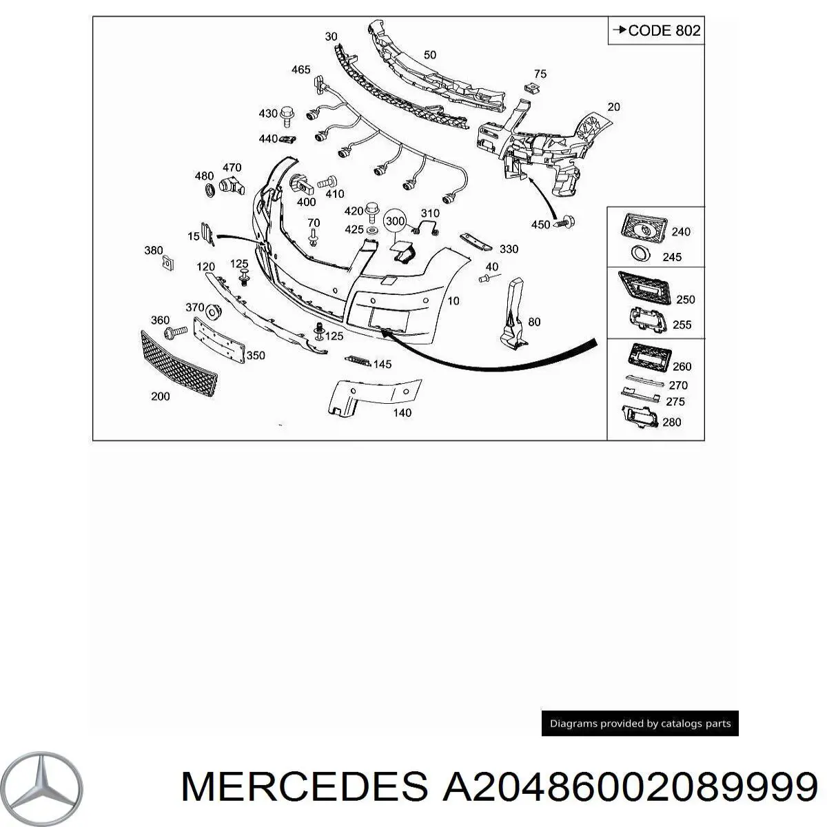 Накладка форсунки омивача фари передньої Mercedes A2048600208 ціна, від 7.09 USD