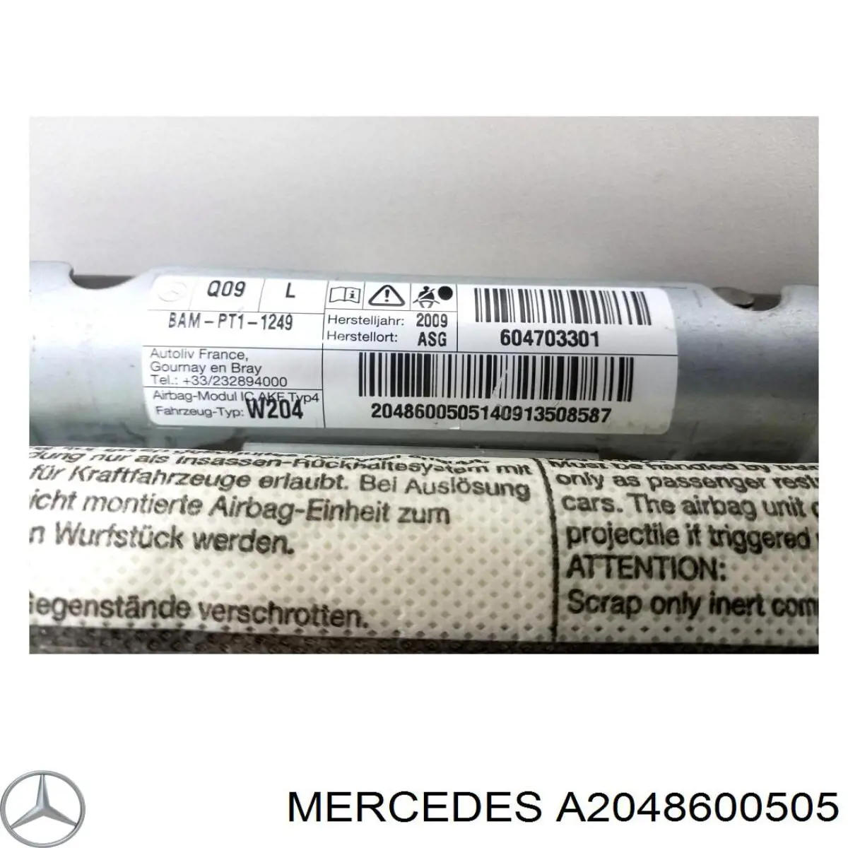 Подушка безпеки, збоку, ліва, AIRBAG Mercedes A2048600505