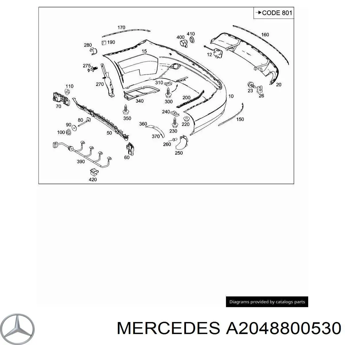 Купити A2048800530 Mercedes Направляюча заднього бампера, ліва