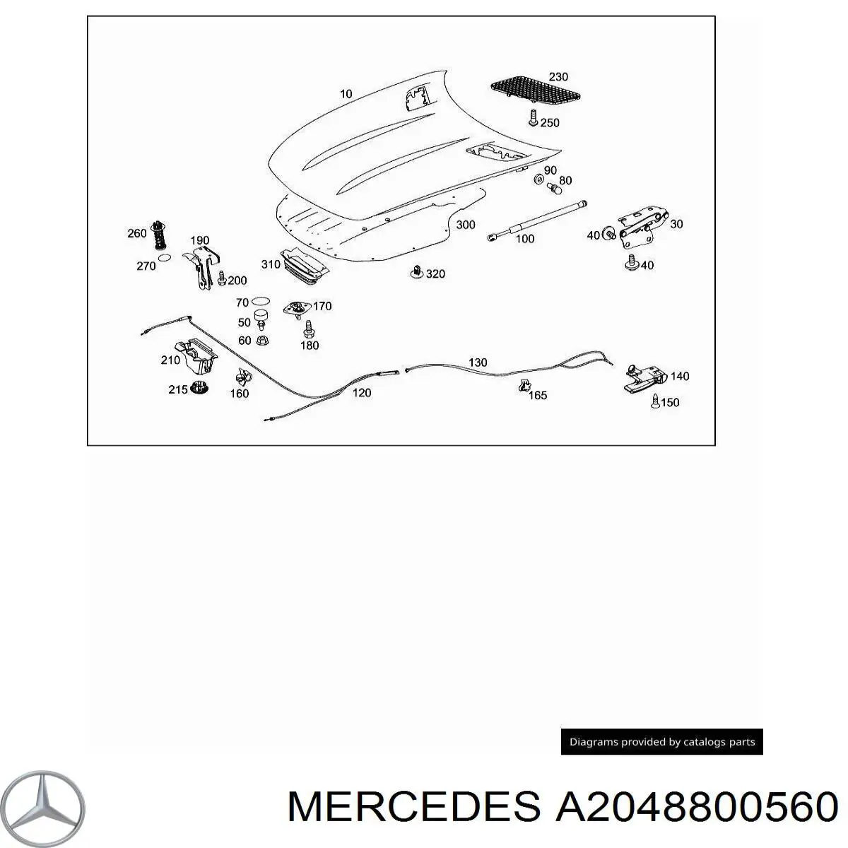Купити A2048800560 Mercedes Замок капота