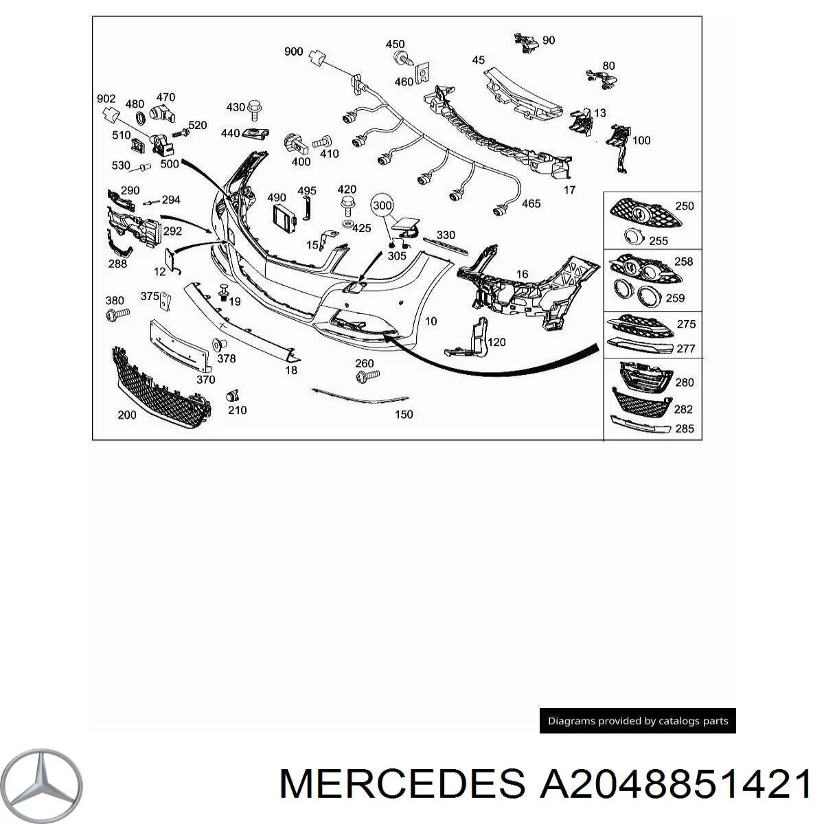 Молдинг заднього бампера, центральний Mercedes A2048851421 ціна, від 16.12 USD