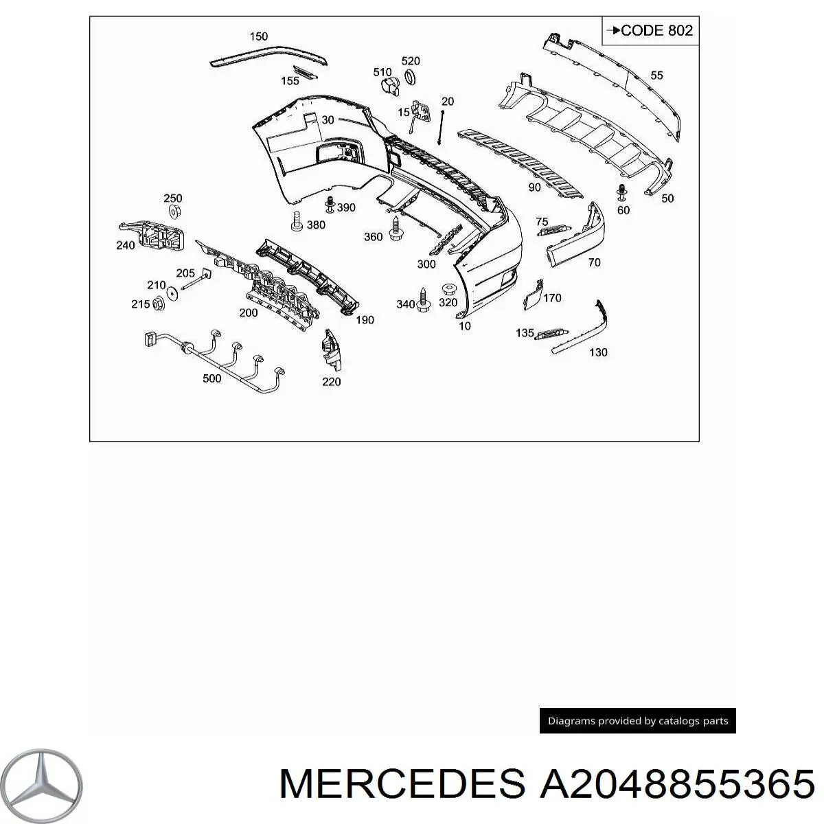Кронштейн бампера переднього Mercedes A2048855365 ціна, від 11.86 USD
