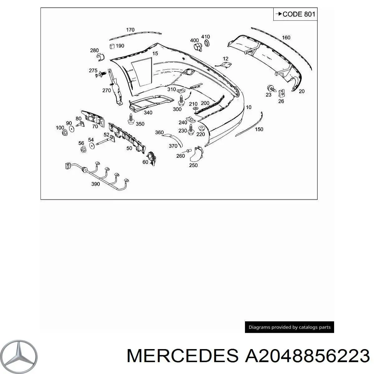 Заглушка бампера буксирувального гака, передня Mercedes A20488562239999 ціна, від 33.07 USD