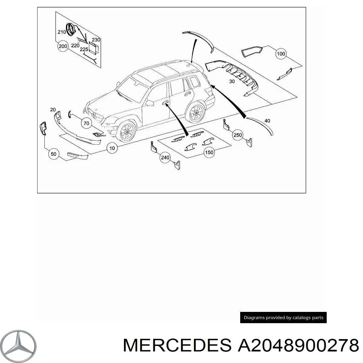 A2048900278 Mercedes Комплект передніх бризковиків
