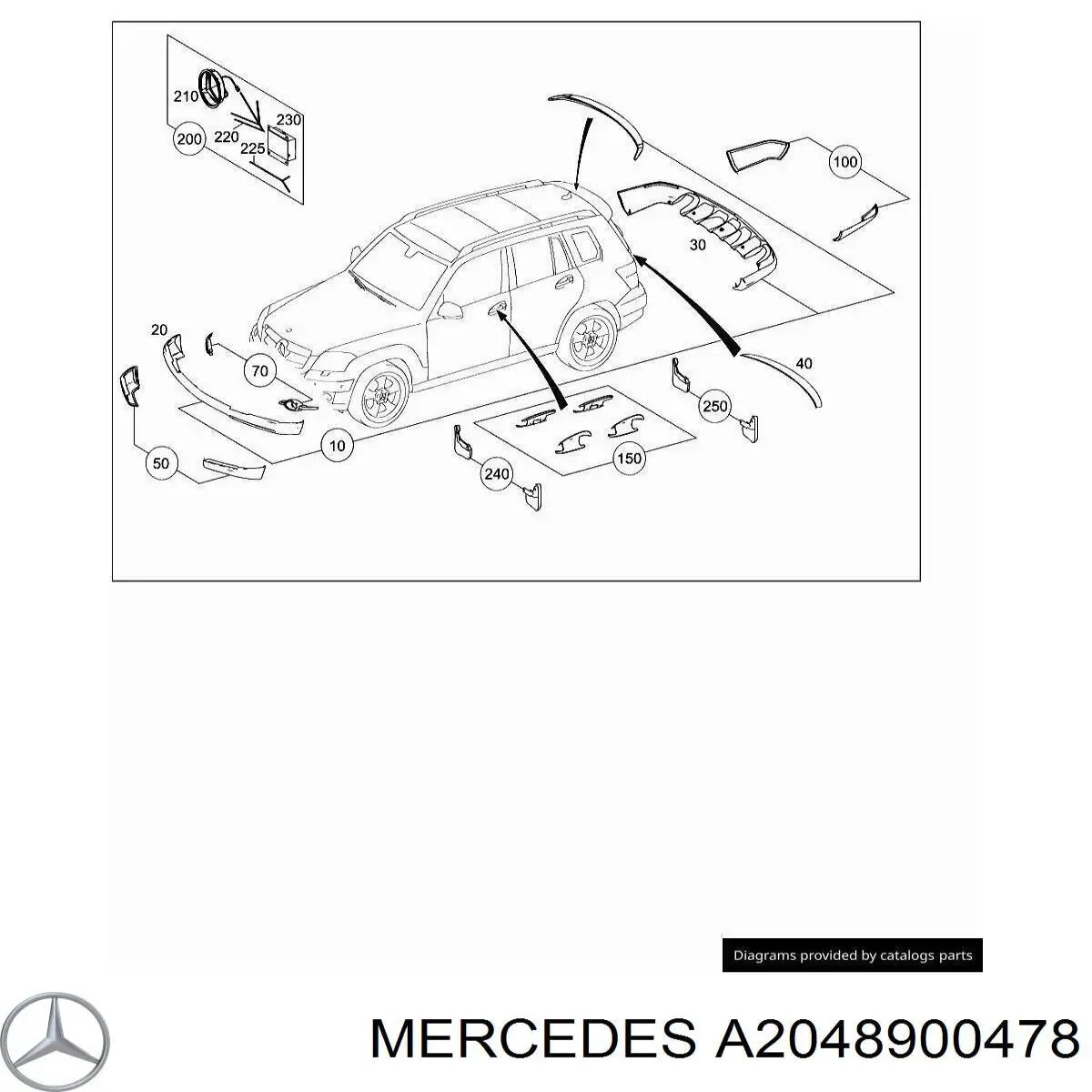 A2048900478 Mercedes Комплект передніх бризковиків