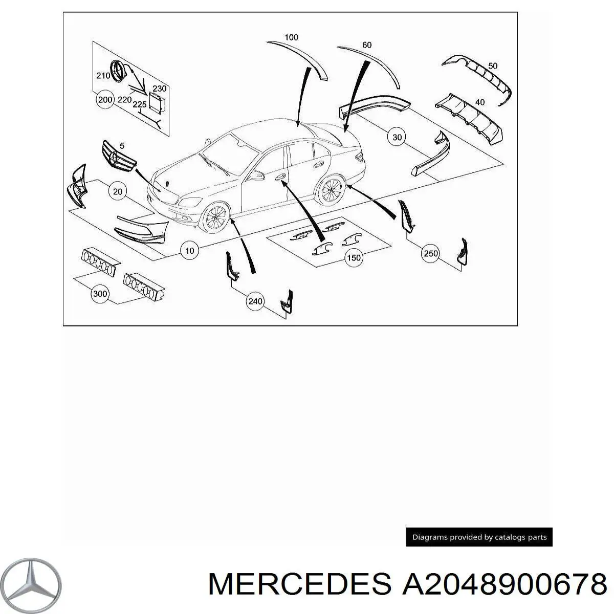 A2048900678 Mercedes Бризковики задні, комплект
