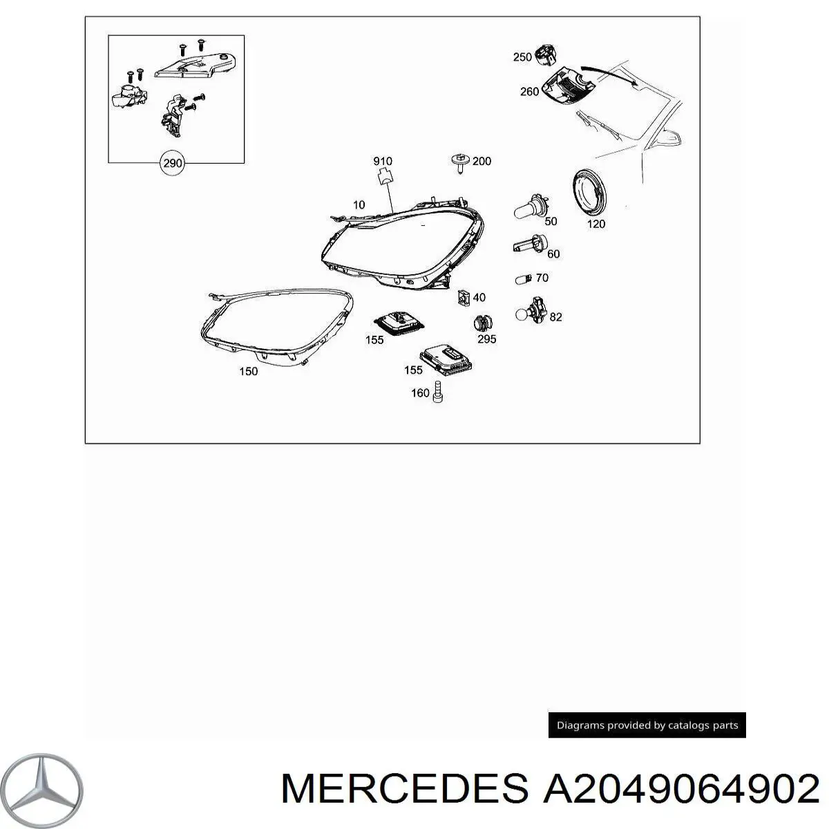 A2049064902 Mercedes Ходові вогні, праві