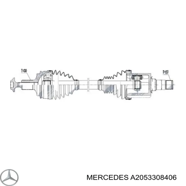 Піввісь (привід) передня, права на Mercedes C (W205)