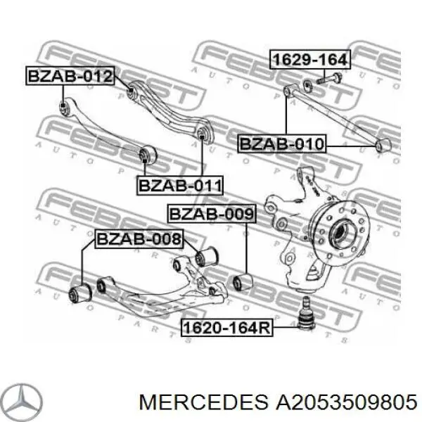 Важіль підвіски задній правий Mercedes A2053509805 ціна, від 22.57 USD