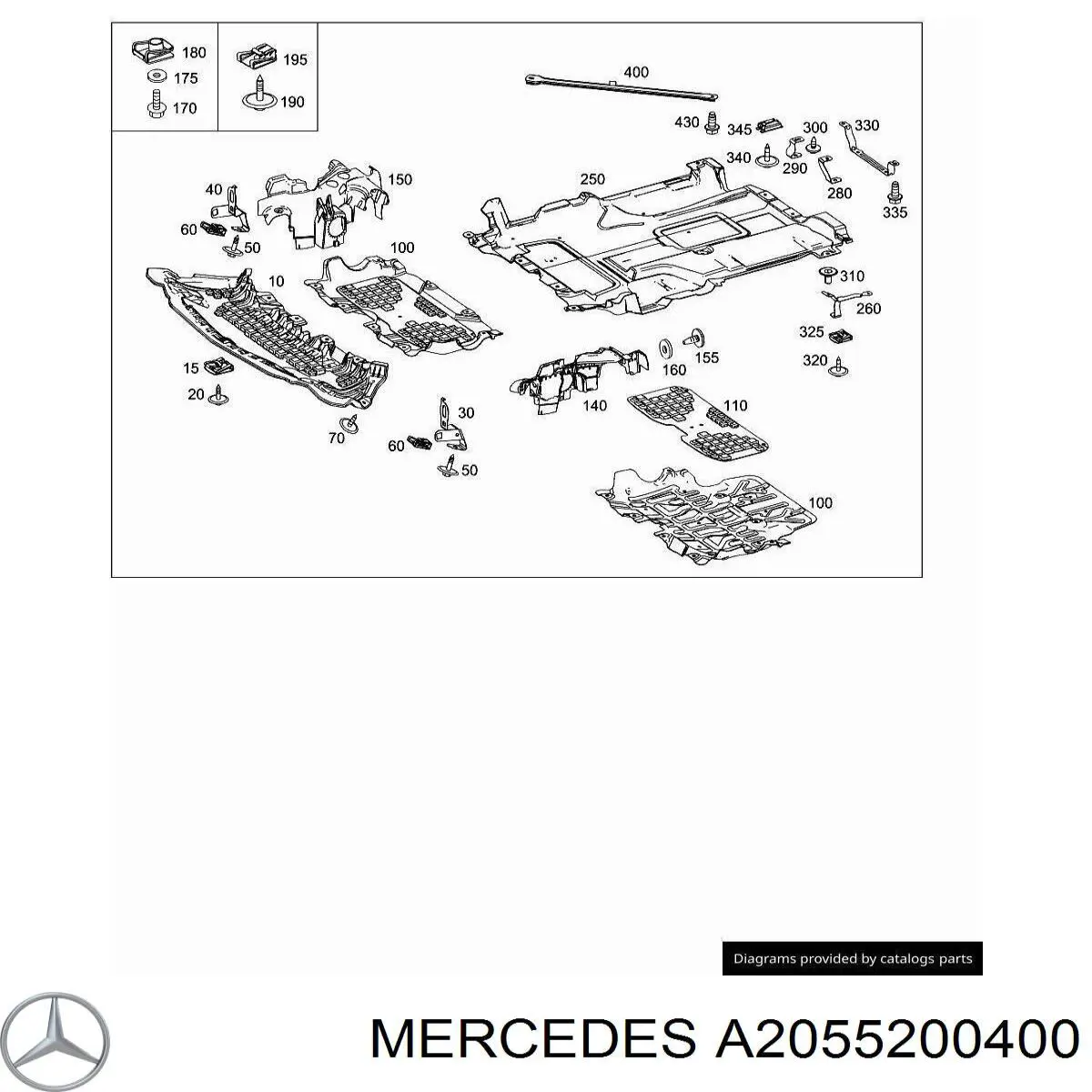 Купити A2055200400 Mercedes Захист двигуна передній