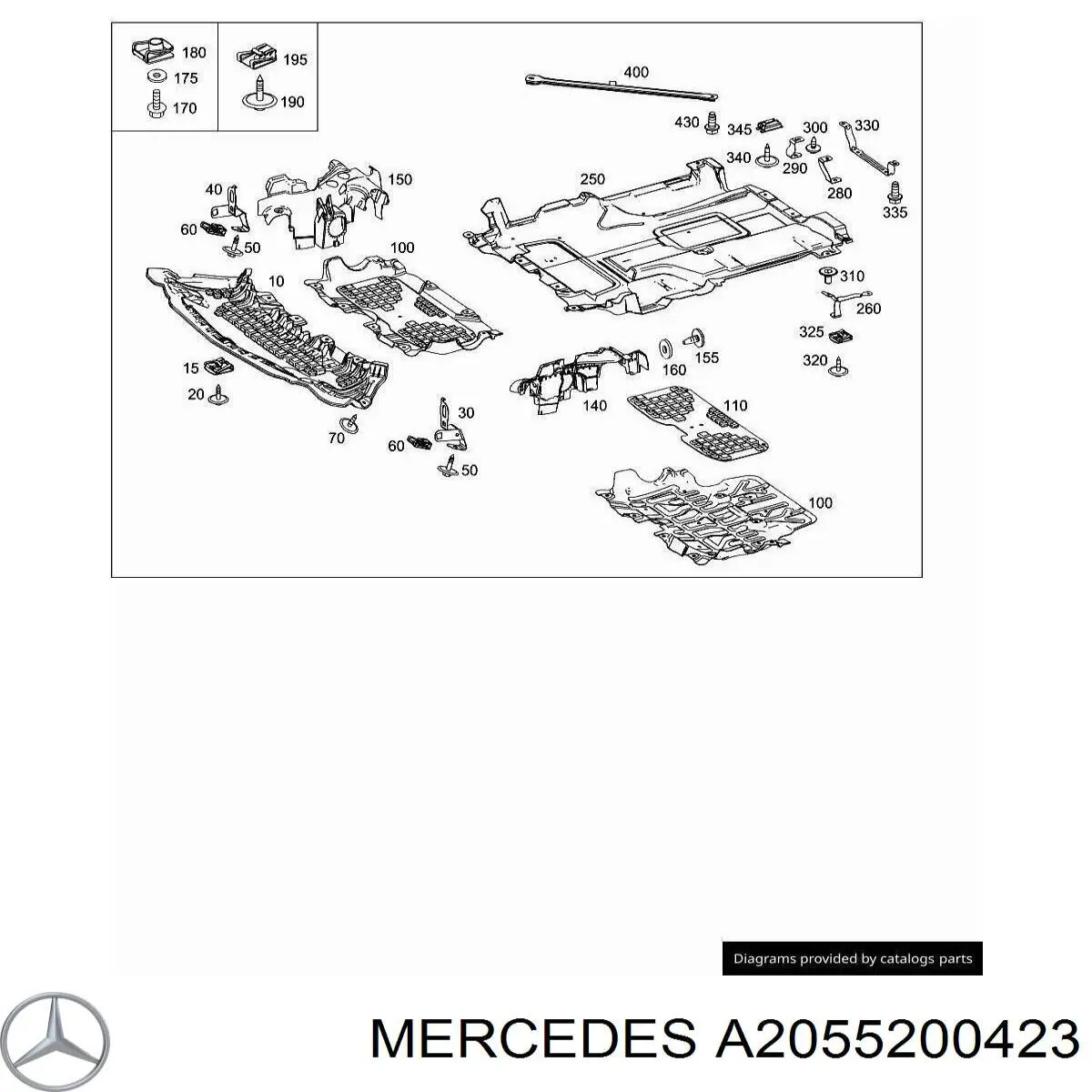 A2055200423 Mercedes Захист двигуна задня