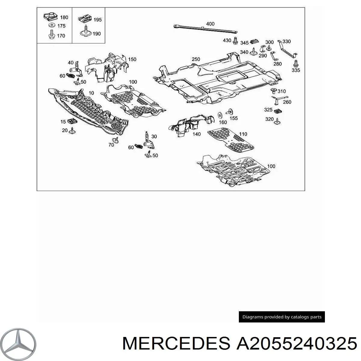 A2055240325 Mercedes Захист днища, правий