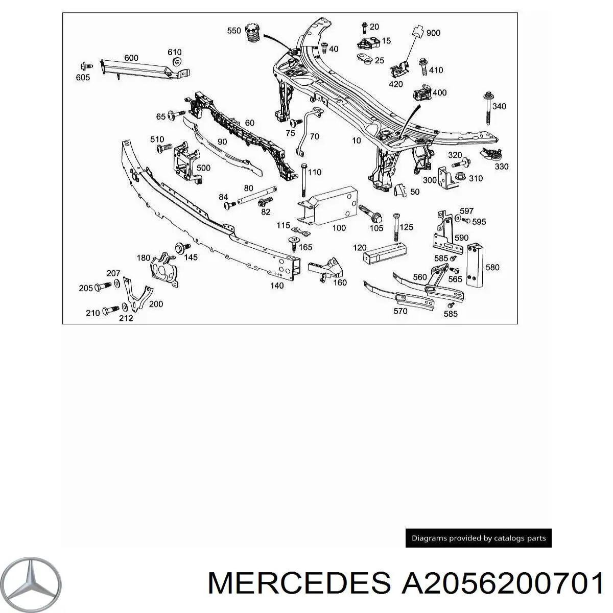 A2056200701 Mercedes Кронштейн підсилювача переднього бампера