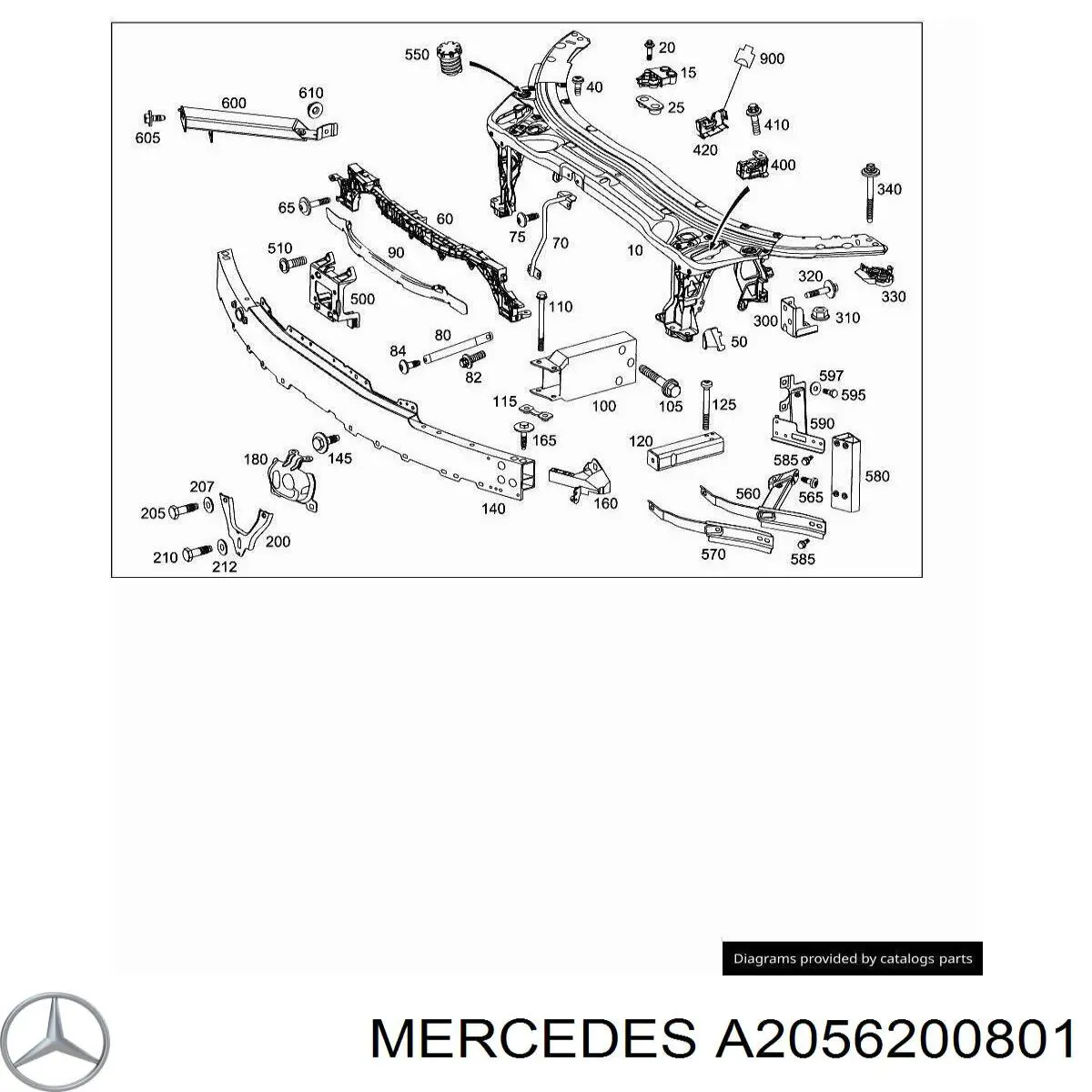 A2056200801 Mercedes Кронштейн підсилювача переднього бампера
