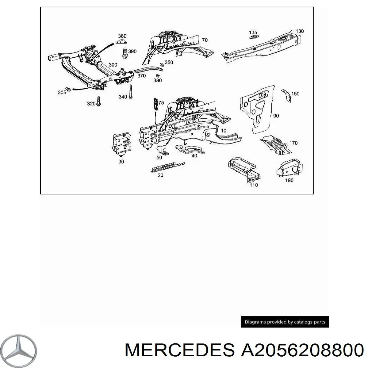 A2056208800 Mercedes Лонжерон рами передній правий