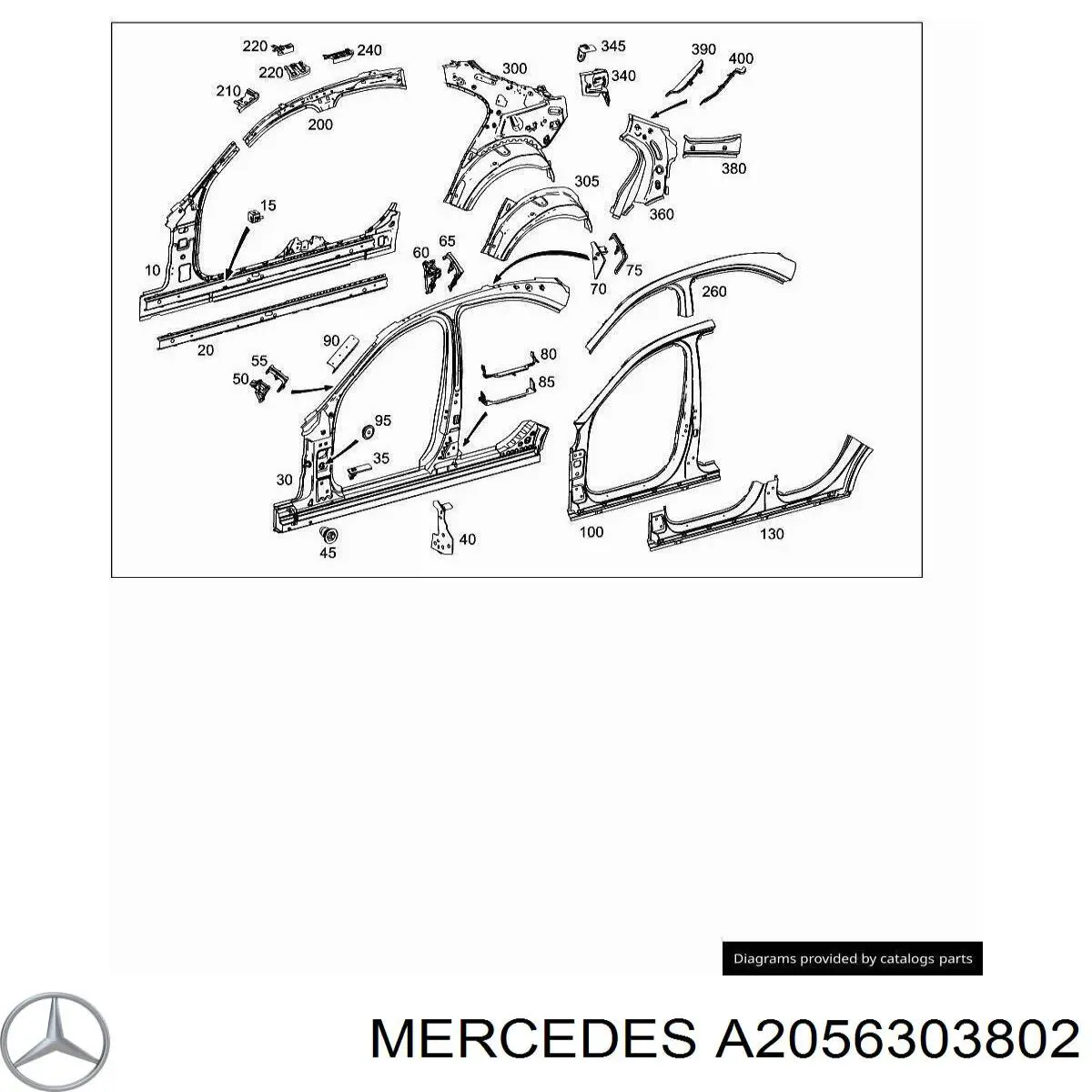Стійка центральна, права Mercedes A2056303802 ціна, від 241.93 USD