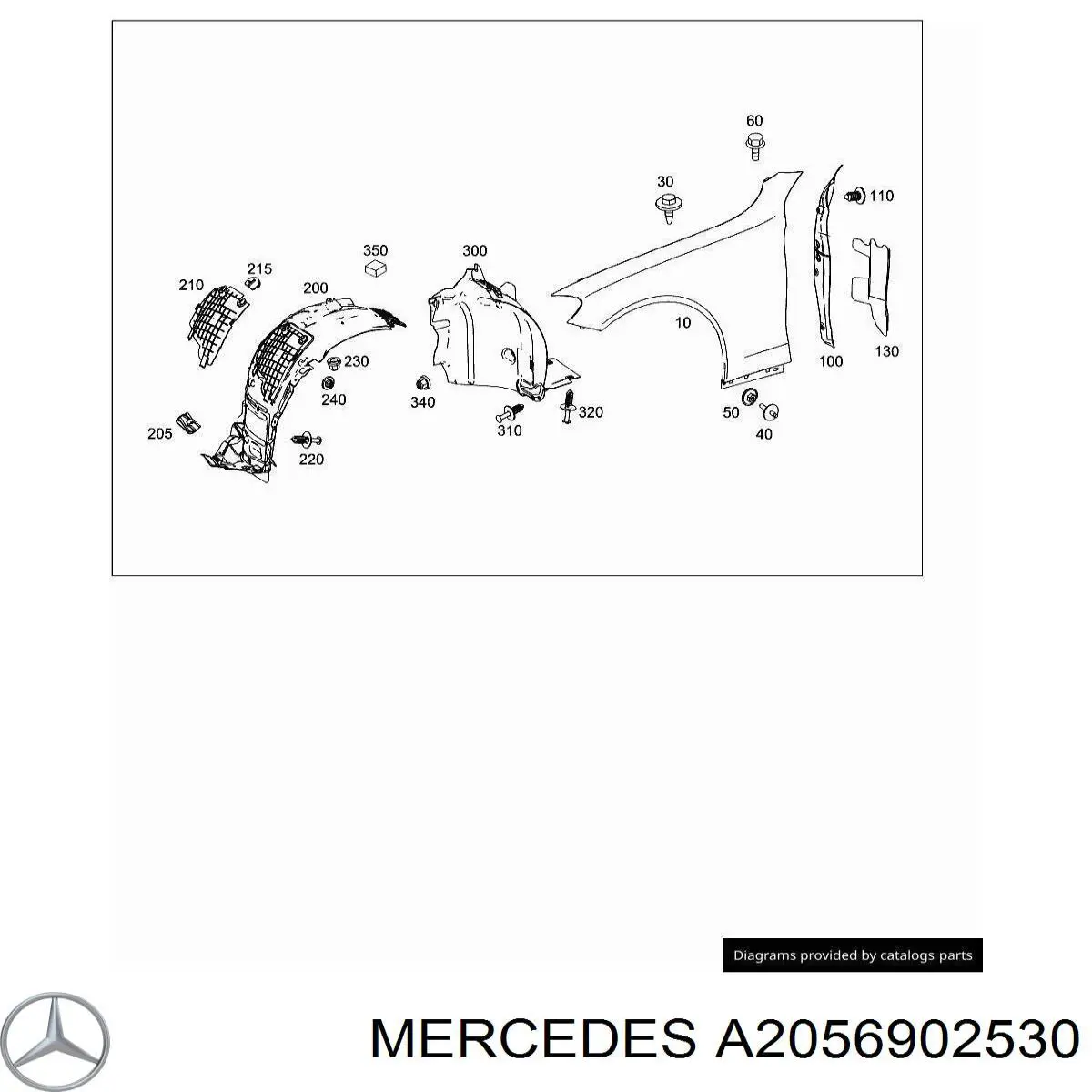 Подкрильнікі переднього крила, правий Mercedes A2056902530 ціна, від 94.74 USD