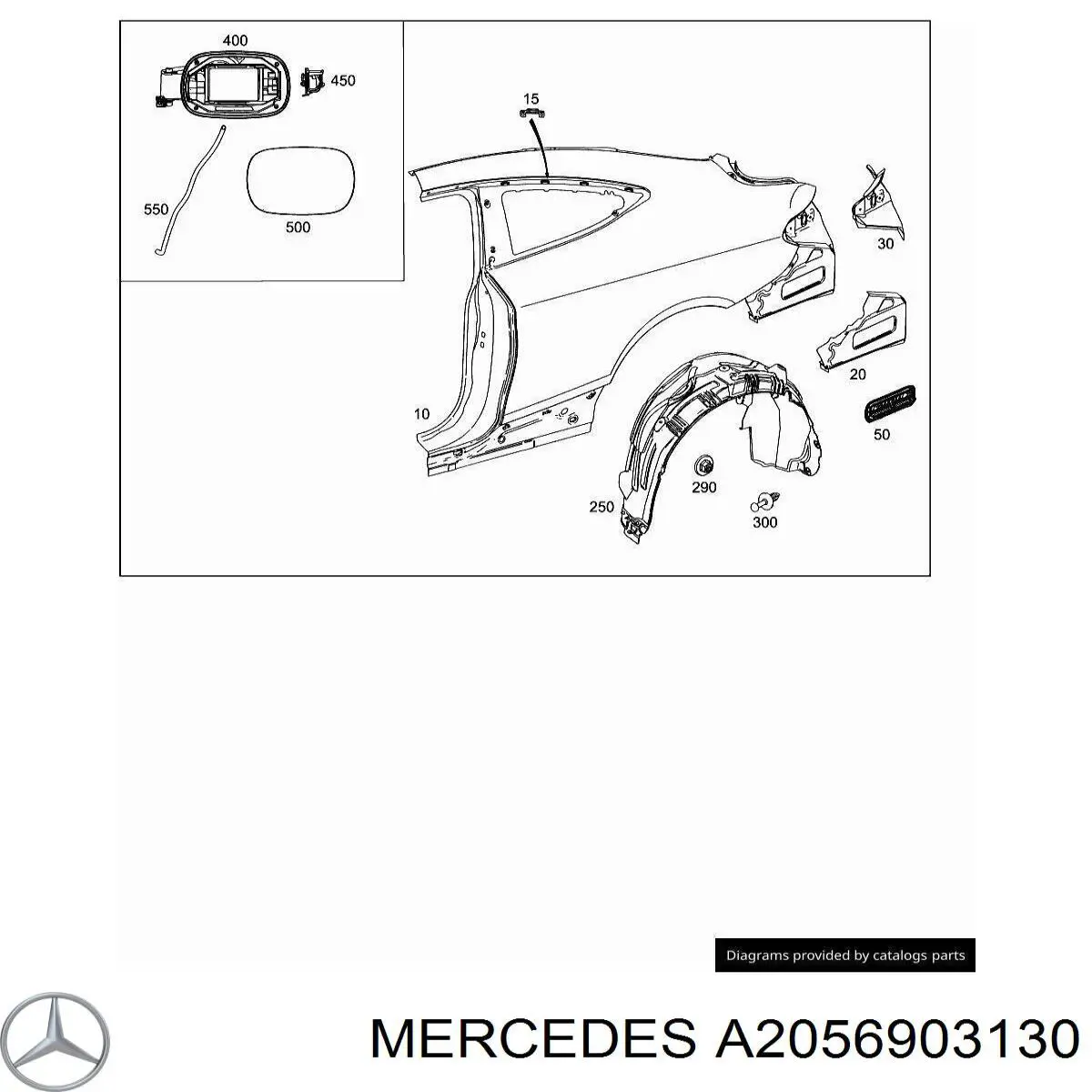 A2056903130 Mercedes Підкрилок заднього крила, лівий