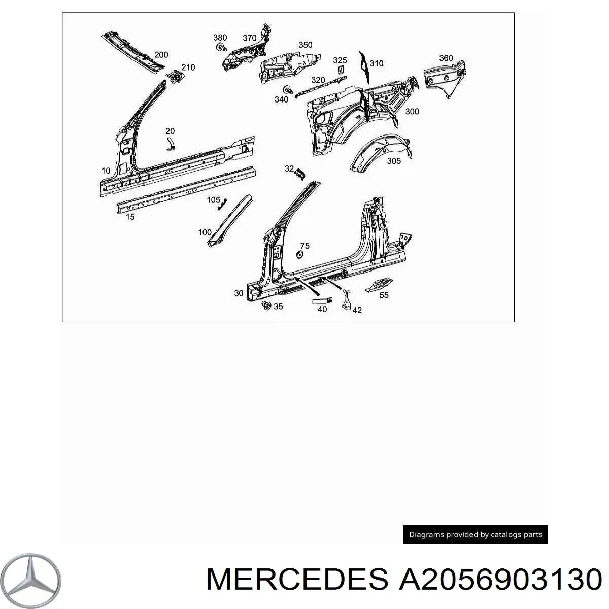 Підкрилок заднього крила, лівий Mercedes A2056903130 ціна, від 30.12 USD