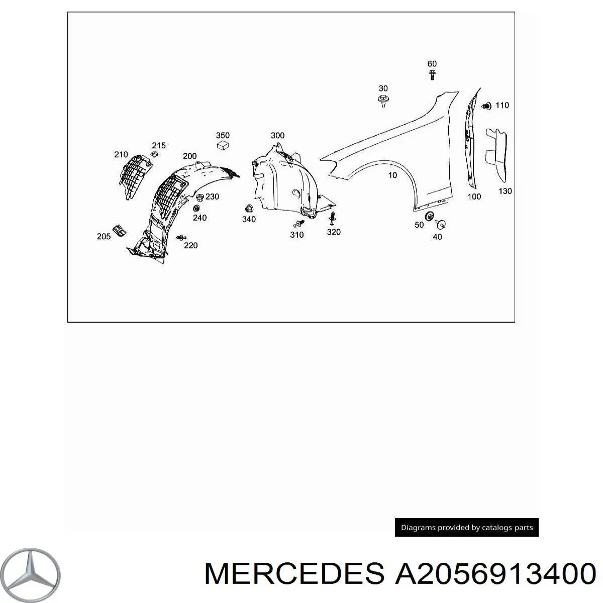 Підкрилок переднього крила, правий задній Mercedes A2056913400 ціна, від 40.61 USD