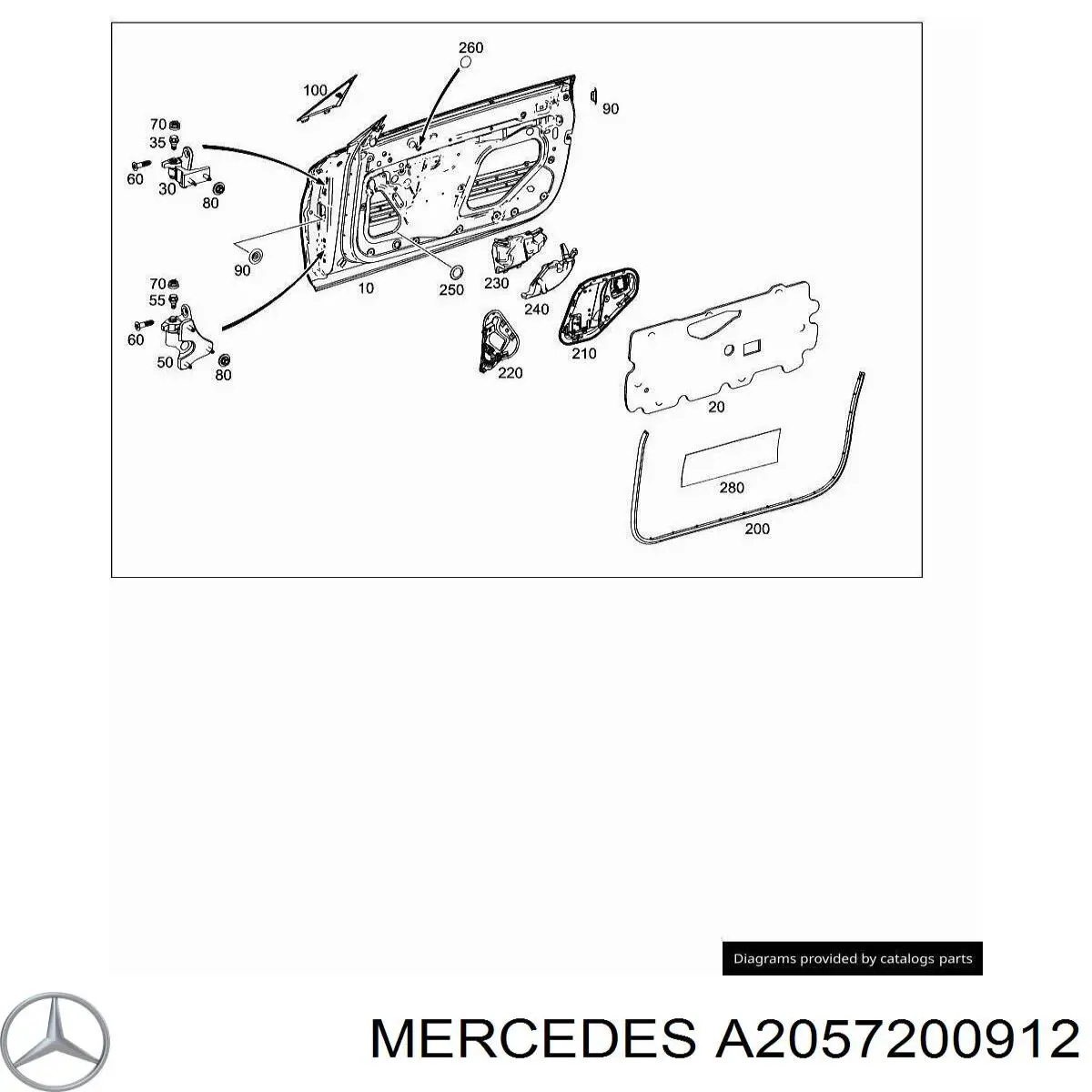 A2057200912 Mercedes Петля передніх дверей, лівою