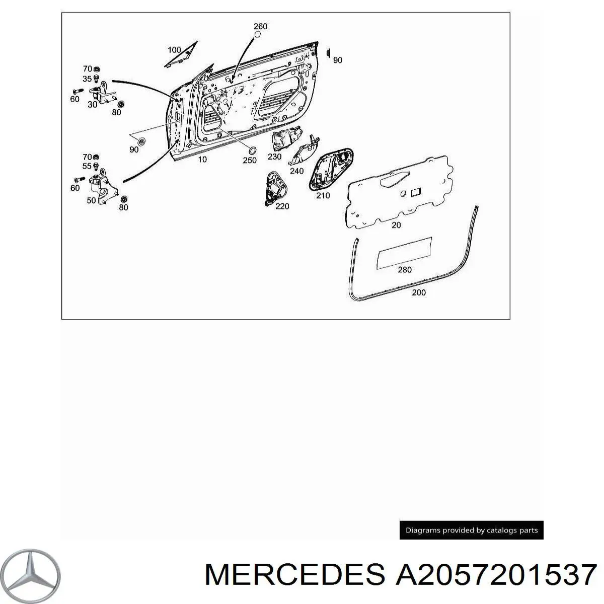 A2057201537 Mercedes Петля передніх дверей, лівою