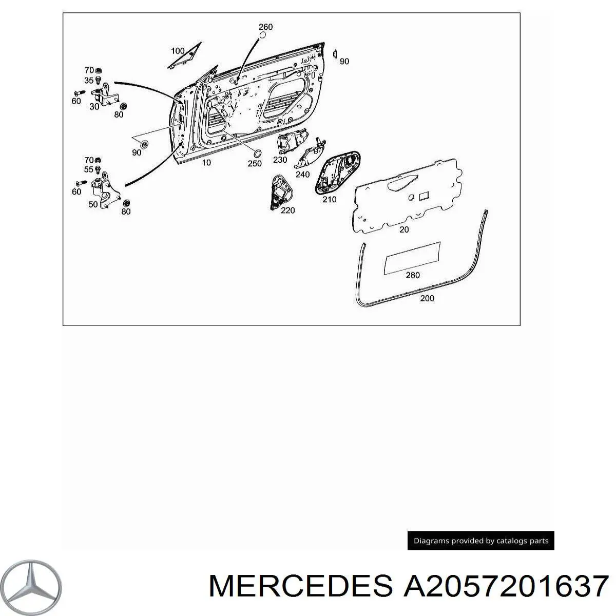 A2057201637 Mercedes Петля передніх дверей, правою